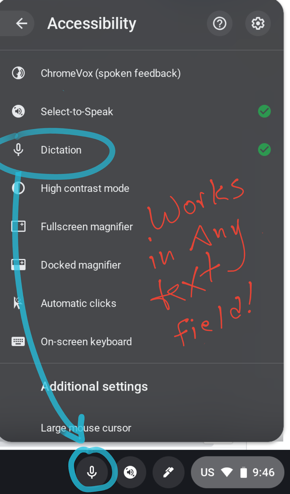 Click the microphone to enable dictation