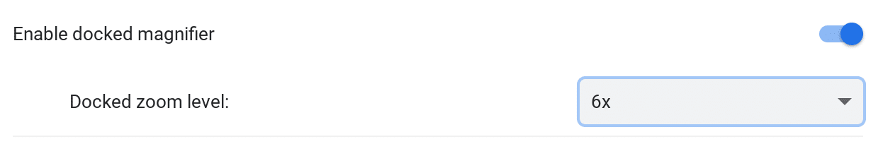 Docked Magnifier Settings
