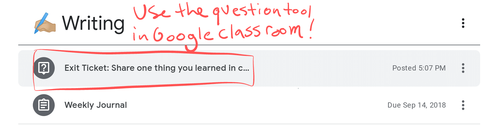 Google Classroom Exit Tickets