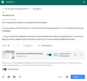 Google Classroom Quiz Lockdown