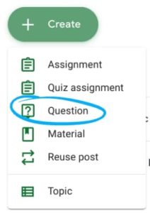 discussion question in Google Classroom