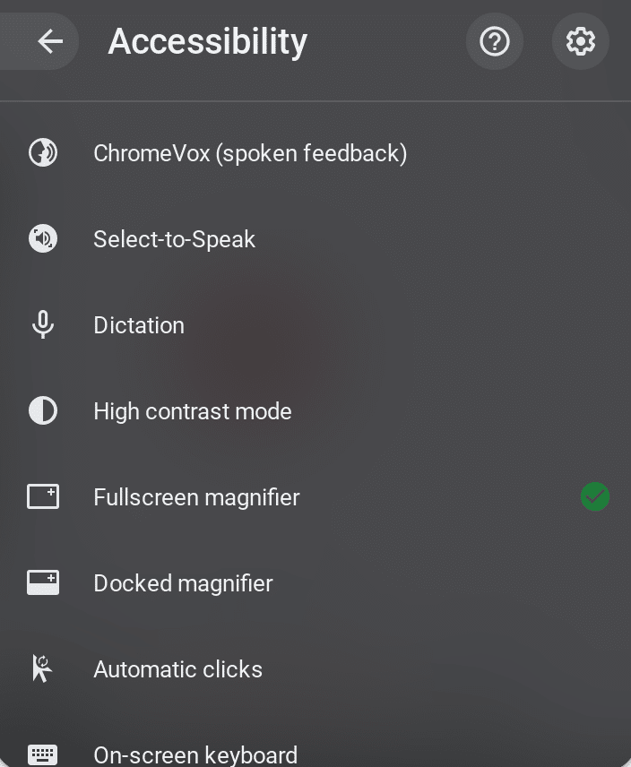 Google Accessibility Settings