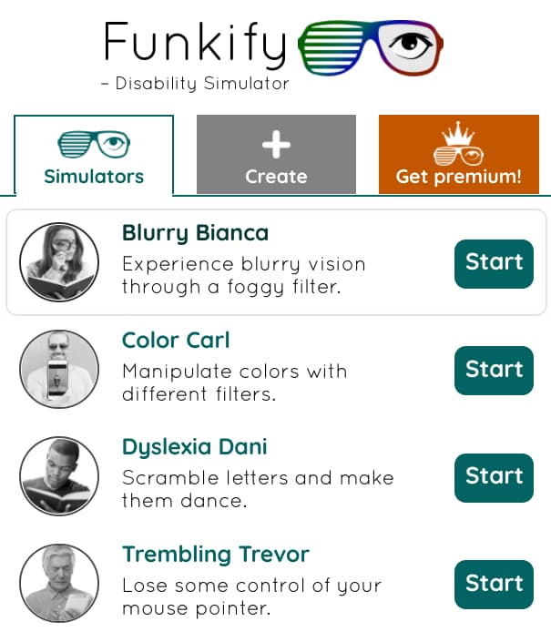 Funkify disability simulator