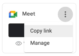 Copy your Google Meet link