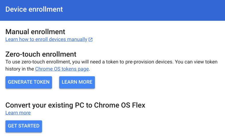 Chromebook ZTE enrollment token