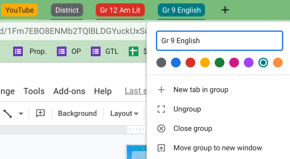 Colorful tab groups