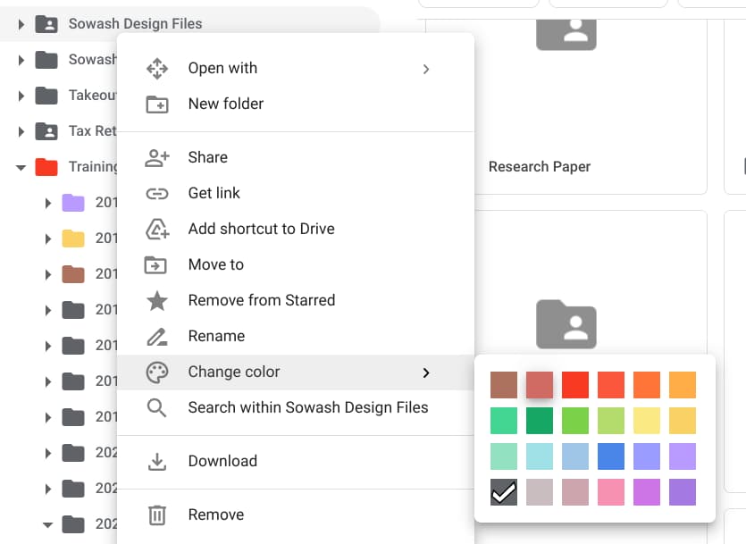 Organize Google Drive with colorful folders