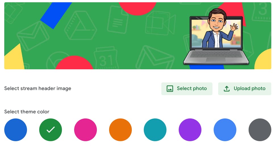 organize Google classroom with a bright banner