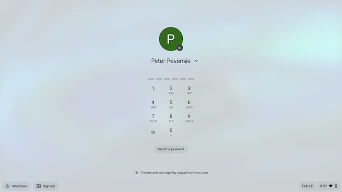 Chromebook lock screen with PIN code