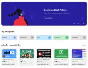 Screenshot of new Chrome webstore redesign