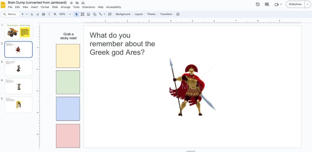 Google Slides activity converted from Jamboard