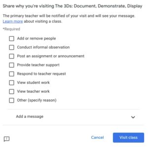 Share why you're visiting The 3Ds: Document, Demonstrate, Display
The primary teacher will be notified of your visit and will see your message. Learn more about visiting a class.