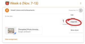 Link to a Google classroom Assignment