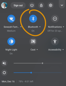 system menu - select bluetooth