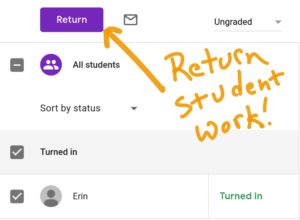 Return student work in Google Classroom