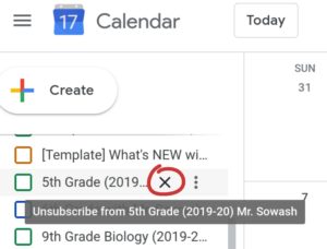 Remove old Calendars from Google Classroom