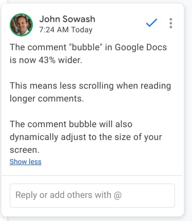 Docs comment