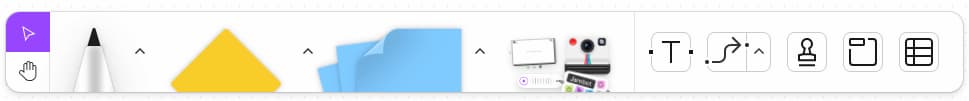 Figjam tool bar featuring pen, shape, and sticky note tools.