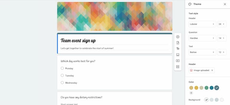 Font editing in Google Forms